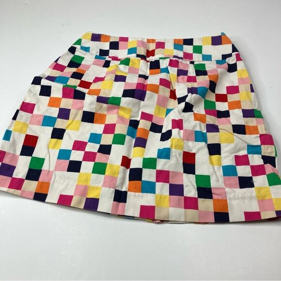 Anthro Odille Rainbow Pixel Check Print Zip Front Cotton Mini Skirt Womens 2 - Picture 9 of 9